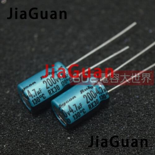 50PCS NEW RUBYCON RX30 200V4.7UF 8X11.5MM Electrolytic Capacitor rx30 4.7uF/200V 130 degrees 4.7UF 200V