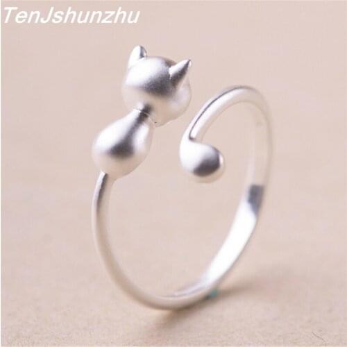 925 Sterling Silver Cat Rings for Women Jewelry Adjustable Finger Ring Engagement Rings JZ281