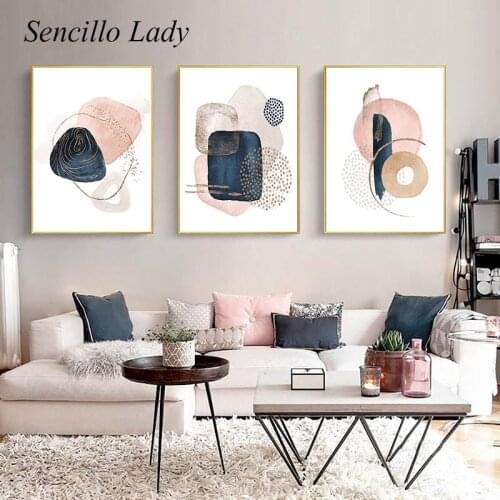 Pink Geometry Graphics Abstract Poster Canvas Art Print Modern Wall Picture Nordic Minimalist Painting Living Room Decoration