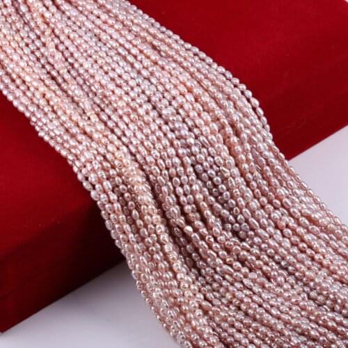 Wholesale Rice-shaped Pearl Beads Natural Freshwater Pearl 2 3 4mm Ladies DIY Necklace Bracelet Jewelry Making Exquisite Gifts