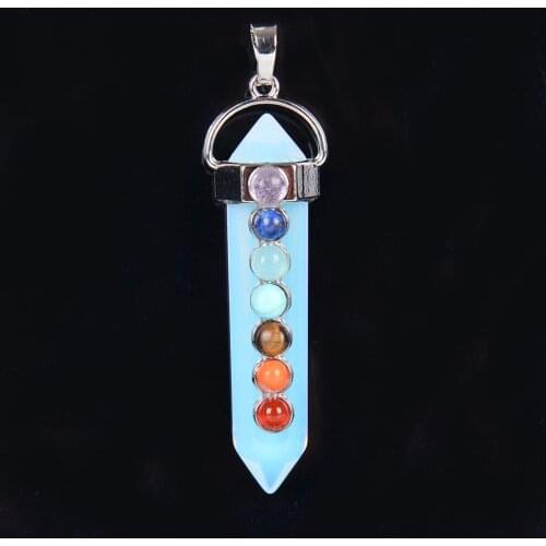 Chakra Natural Gem Stone Pendants Hexagon Pendulum Healing Point Reiki Bullet Lapis Lazuli Crystal New Women Jewelry D003