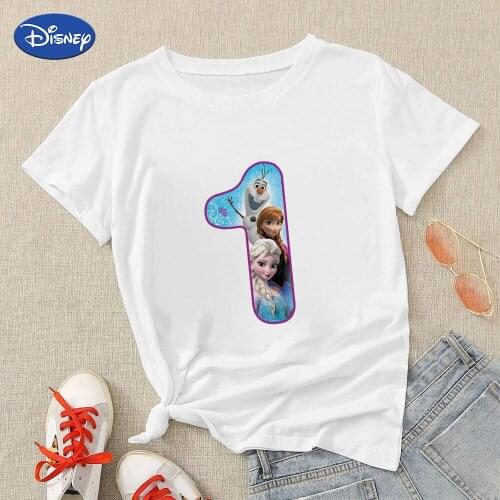 Disney Frozen Womens T-Shirts Number 1 Oversized Harajuku Streetwear Summer Hipster Short Sleeve Ropa Tumblr Mujer Dropshipping