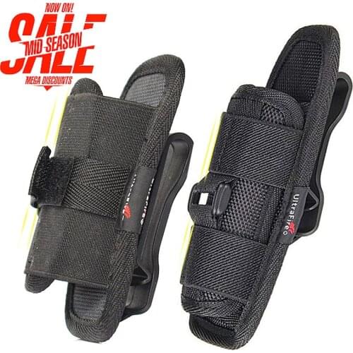 2pcs/bag Duty Belt Flashlight Holster for Tactical Torch Nylon Flashlight Holder Pouch with 360 Degrees Rotatable Clip Long Type