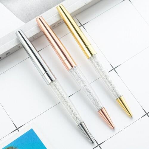 3PCS Diamond Crystal Pen Ballpoint Pen Ring Wedding Office 1mm personality pen Custom LOGO Stationery for Metal gift pen