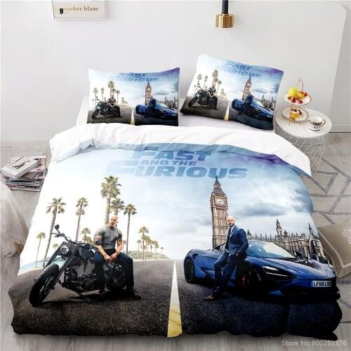 Fast and Furious Film 3D Printed Bedding Set Twin Full Queen King Size Soft Duvet Cover Set Bed Linens Bedclothes Home Textile