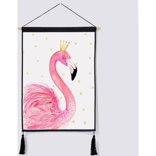 Mylb Nordic Pink Flamingo Hanging Painting Decorative Tapestry With Tassels Wall Meter Box Shelter Hanging Ornaments Home Decor