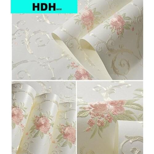 European Style Non Woven Peel and Stick Wallpaper 3D Pastoral Decorative Contact Paper Self Adhesive Wallpaper Luxury Embossed