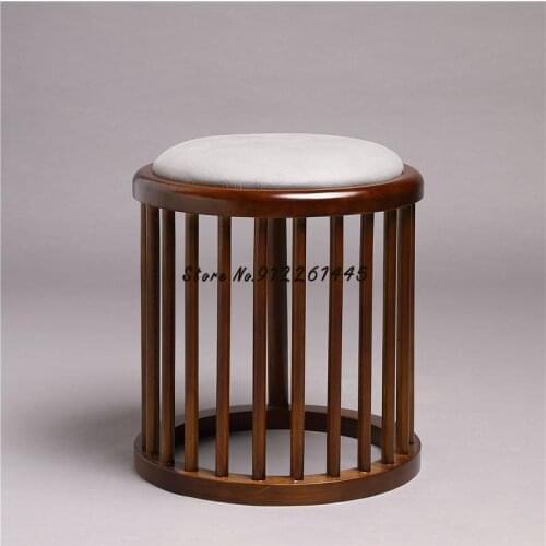 New Chinese Zen Stool Solid Wood Round Stool Big Bench Tea Room Tea Table Stool Dressing Stool Tea Art