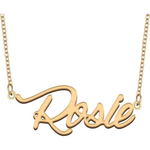 Rosie Name Necklace for Women Stainless Steel Jewelry 18k Gold Plated Nameplate Pendant Femme Mother Girlfriend Gift