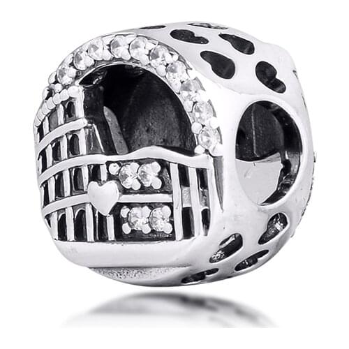 Charms fits for Necklaces Bracelets Roma Colosseum Openwork Beads 100% 925 Sterling-Silver-Jewelry Free Shipping