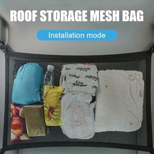 Car Ceiling Storage Net Pocket Organizer Auto Accessories 8kg Capacity Travel Outdoor Personal Car Parts Decoration