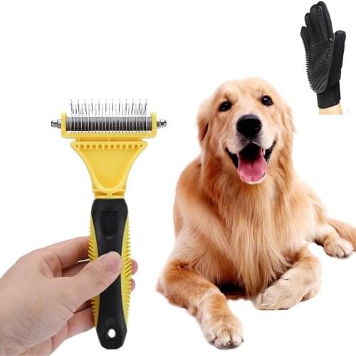 Pet Comb Stainless Steel Double-sided Knotted Rake Comb Cat Dog Universal Hair Removal Brush Pet Knotted Comb Pet Grooming Tool