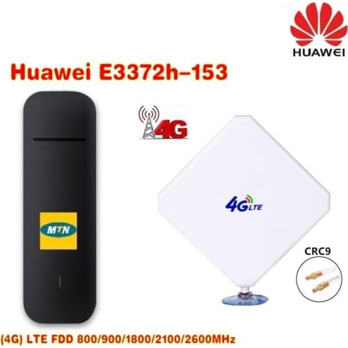 Unlock HUAWEI E3372 E3372h-153 150Mbps 4G LTE USB Modem dongle Dual Antenna Port
