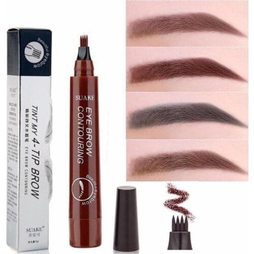 4 Fork Tip Eyebrow Pen Long Lasting Waterproof Liquid Eyebrow Tattoo Pencil Natural No Blooming Microblading Eyes Makeup TSLM1