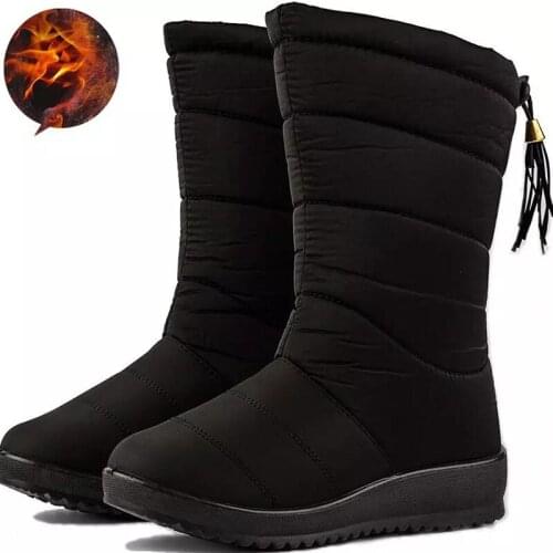 Winter Boots Women Mid-Calf Waterproof Snow Boots Warm Fur Female Boots Winter Shoes Women Footwear Chaussures
