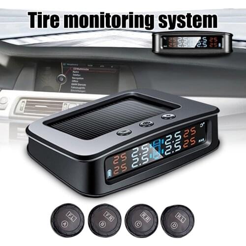 Car Tire Pressure Monitoring System Solar Power Smart Wireless TPMS 4 Sensors Car Styling