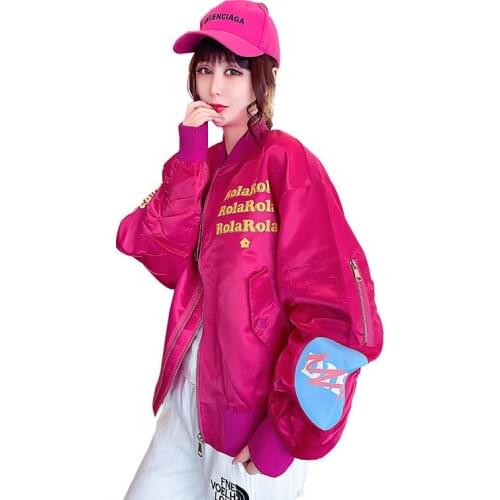 Traf 2021 New Style Letter Embroiderey Jacket High Street Women Chic Fashion Casual Spring Baseball Outerwear Loose Thin Coats