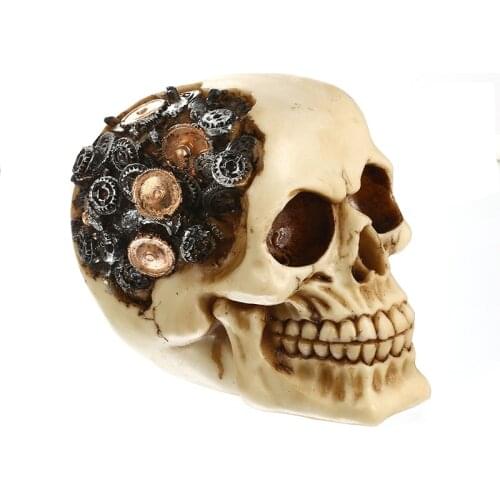 Moquerry Resin Craft Home Decoration Skeleton Skull Bullet Skull Model Punk Style Personalized Ornaments Bar Decor Halloween