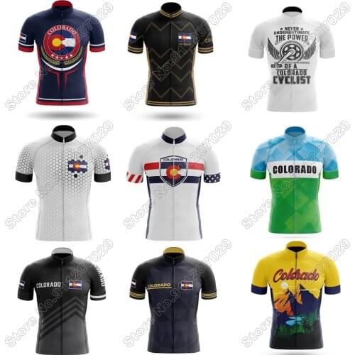 Colorado 2021 Cycling Jersey Short Sleeve USA Summer Cycling Clothing Men Road Bike Shirts Bicycle Tops MTB Wear Uniform Maillot