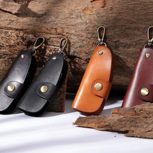 JOYIR Vintage Genuine Leather Key Wallet Men Organizer Housekeeper Keychain Cow Leather Key Case Male Key Holder