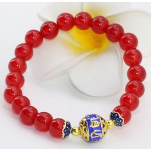 Vintage style natural stone jades chalcedony 8mm round cloisonne beads bracelets for women original design jewelry 7.5inch B2696