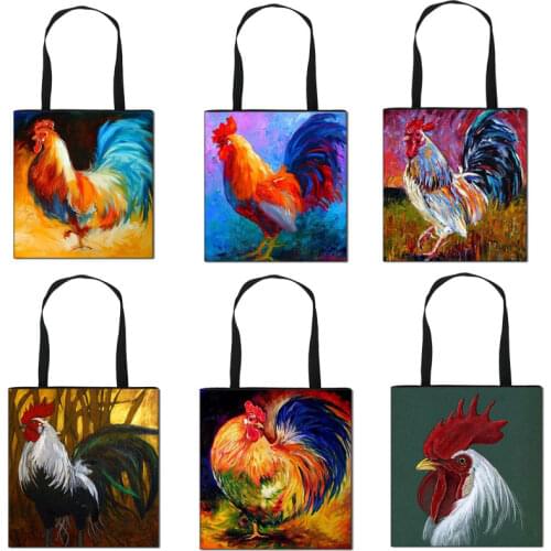 Women Ladies Cute Oil painting Chicken Handbag Shoulder Crossbody Bag Tote Handbag Messenger Luxury Handbags Women shopping Bags