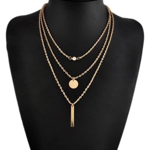 Fashion Multi-Layer Necklace Charm Silver Gold Chain Sequin Beads Pendant Necklaces For Women Choker Necklace Jewelry Collares