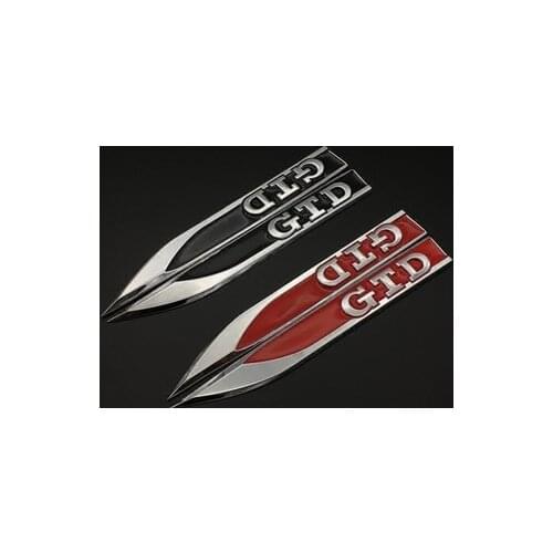 1 Pair 3D Metal Black Red GTD Car Wing Right & Left Side Badge Fender Emblem Car Sticker for GOLF MK7 MK4 MK5 MK6 Car styli