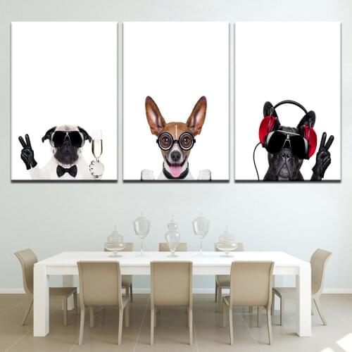 HD Prints Picture animal interesting lovely dog DJ 3 Pieces Wall Art Canvas Paintings For bedroom Living Room Home Decor Posters