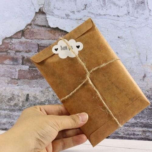 40sets Brown Envelopes with Thank you Stickers Hemp Cords Gift Wed Paper Bags Party Favor Wedding Decoration Brown Paper Bags