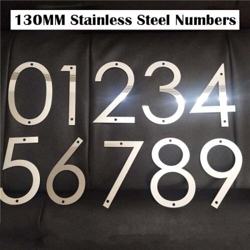 5 Inch. House Numbers 0-9 Outdoor Metal 3D Modern Silver Stainless Steel Address Sign Plate Door Plaque Number For Yard Mailbox