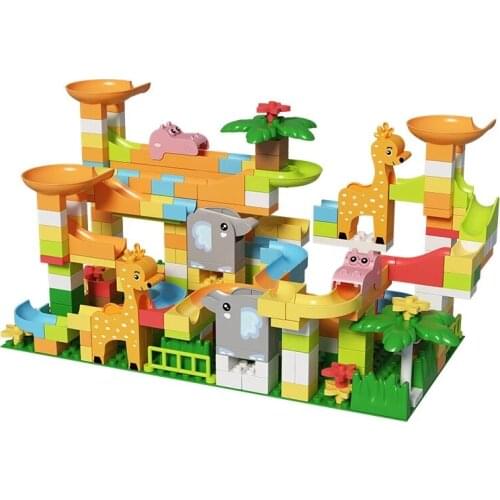 54-285 Pcs Marble Race Run DIY Duplos Maze Balls Building Blocks Funnel Slide Big Size Bricks Educational Baby Toys Children