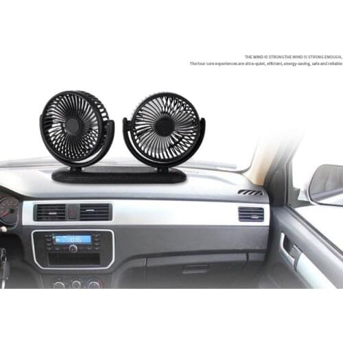 M5TE USB 5V 2A Fan 360° Rotatable Dual Head Car Fan Adjustable 3 Speeds Dashboard Desk Auto Fan for Vehicle SUV RV