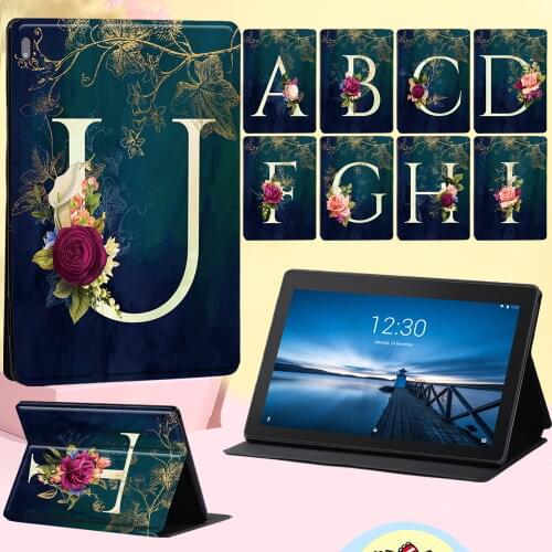 Foldable Tablet Case for Lenovo Tab (M10/E10) 10.1"/Lenovo Smart Tab M10 FHD Plus -Flower Letter Series Leather Stand Cover Case