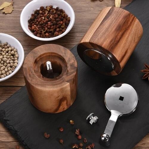 Wooden Pepper Grinder Salt Shaker Manual Ceramic Core Spice Mill for Seasoning Kitchen Cooking Tool