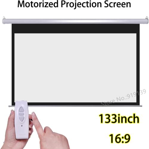133 inch 16:9 Motorized Screens Best Price For HD Projector Electric 3D Projection Screen With Wireless Remote Control