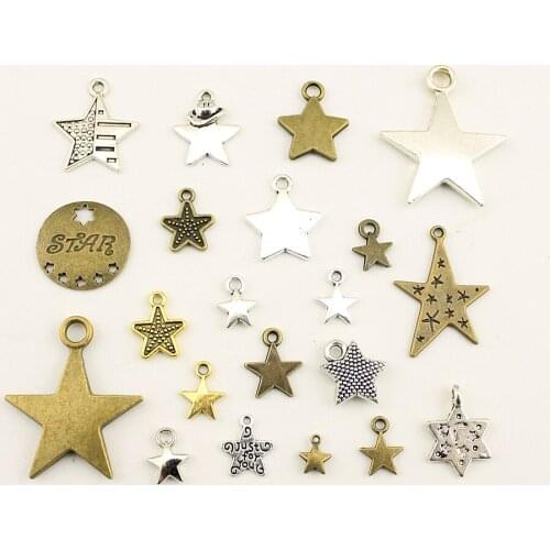 Hot 40pcs Little Stars Charms Pendants For Bracelet Findings Jewelry Accessories