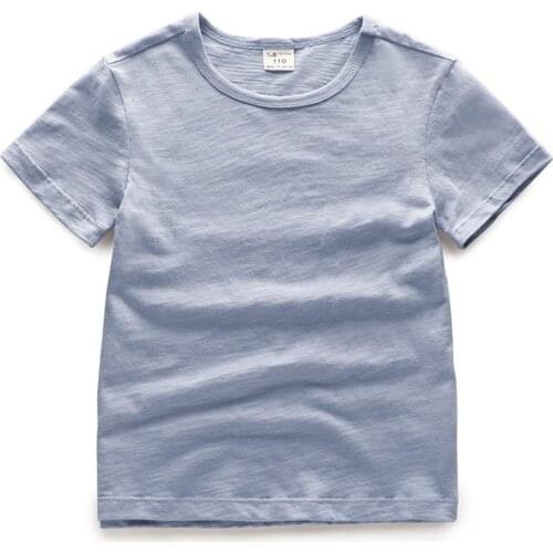 Cotton Kids T-shirt Tops Baby Boys Short Sleeve Girls Children Basic Color Clothes Tees Infant Toddler New 2021 Clothing