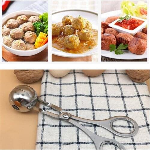 Stainless Steel Meatball Maker Spoon Kitchen Tools Shrimp Balls Mold Digging Ball Spoon DIY Meat Snack Foods Fish Balls Tools