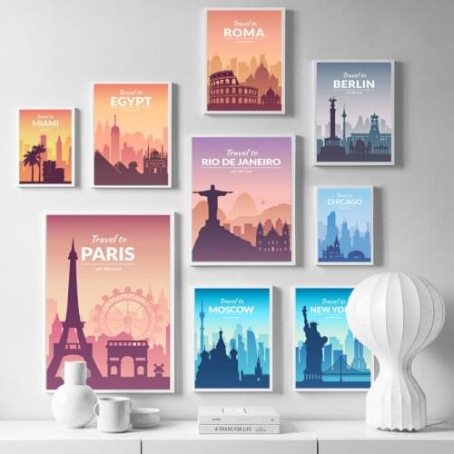 Paris New York Roma Travel Vintage Poster Wall Art Canvas Painting Nordic Posters And Prints Wall Pictures For Living Room Decor