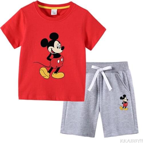 Disney Mickey Toddler Girls Fashion Clothes T Shirt + Shorts Sets Baby Boys Girls Christmas Clothing