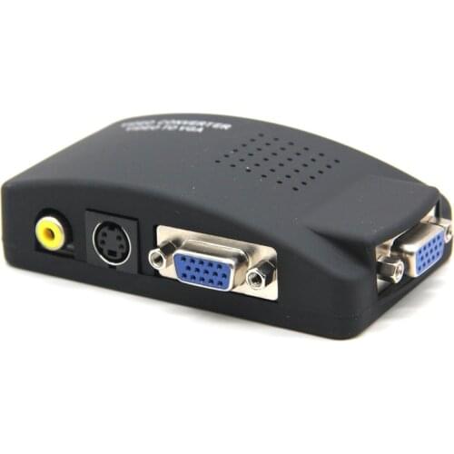 PC Laptop Composite Video TV RCA Composite S-Video AV In To PC VGA LCD Out Converter Adapter Switch Box