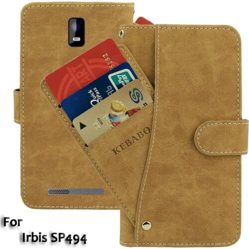 Leather Wallet Irbis SP494 Case Flip Retro Vintage Leather Front Card Slots Cases Cover Business Phone Protective Bags