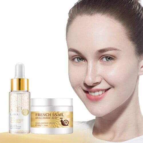 Snail Face Cream&24K Gold Snail Seurm Essence Hyaluronic Acid Moisturizing Anti-Aging Nourishing Skin Care Face Cream