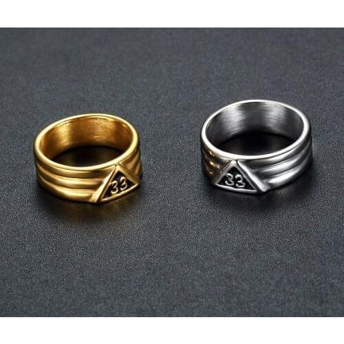 Round Circle 33 Letter Freemason Rings Droppshipping 316l Stainless Steel Gold Masonic Signet For Men Women