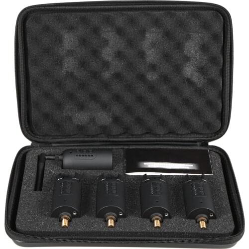 Lixada Wireless Fishing Alarm Set Digital Fishing Bite Sound Alert Kit Changeable Color LED Alarm Indicator With Portable Case