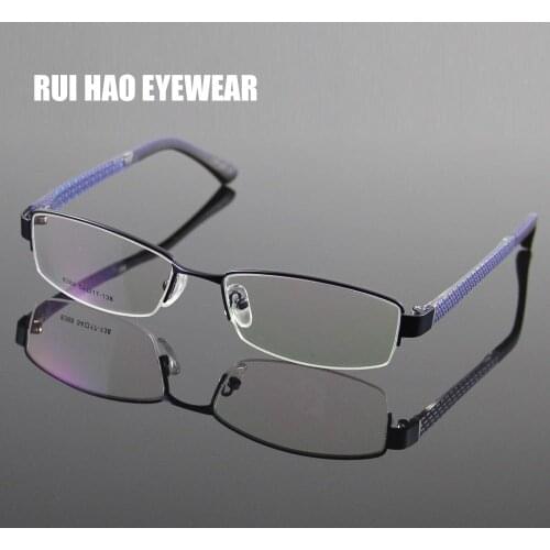 Fashion Alloy Eyeglasses Frames TR90 Temple Optical Spectacles Frame Eyewear Eyeglasses Half Rimless Designer
