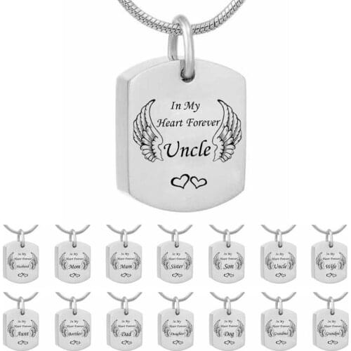 Fashion Jewelry Square Ashes Necklace Name Pendant Cremation Urn Necklace Custom Jewelry