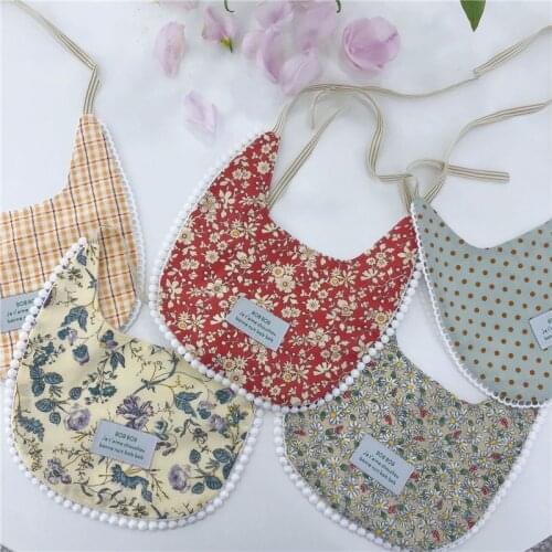 Korean Small Floral Cotton Printed Bib Baby Waterproof Bib Saliva Towel Baby Decoration Fake Collar 1-2 Years Old
