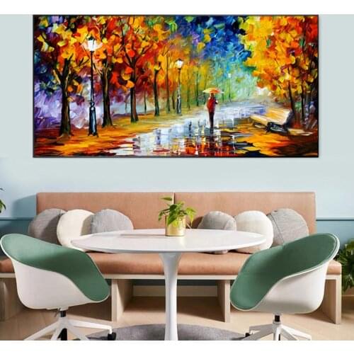 Street Landscape Oil Painting Poster Prints Picture Abstract Color Graffiti Tree Canvas Wall Art Painting for Living Room Decro
